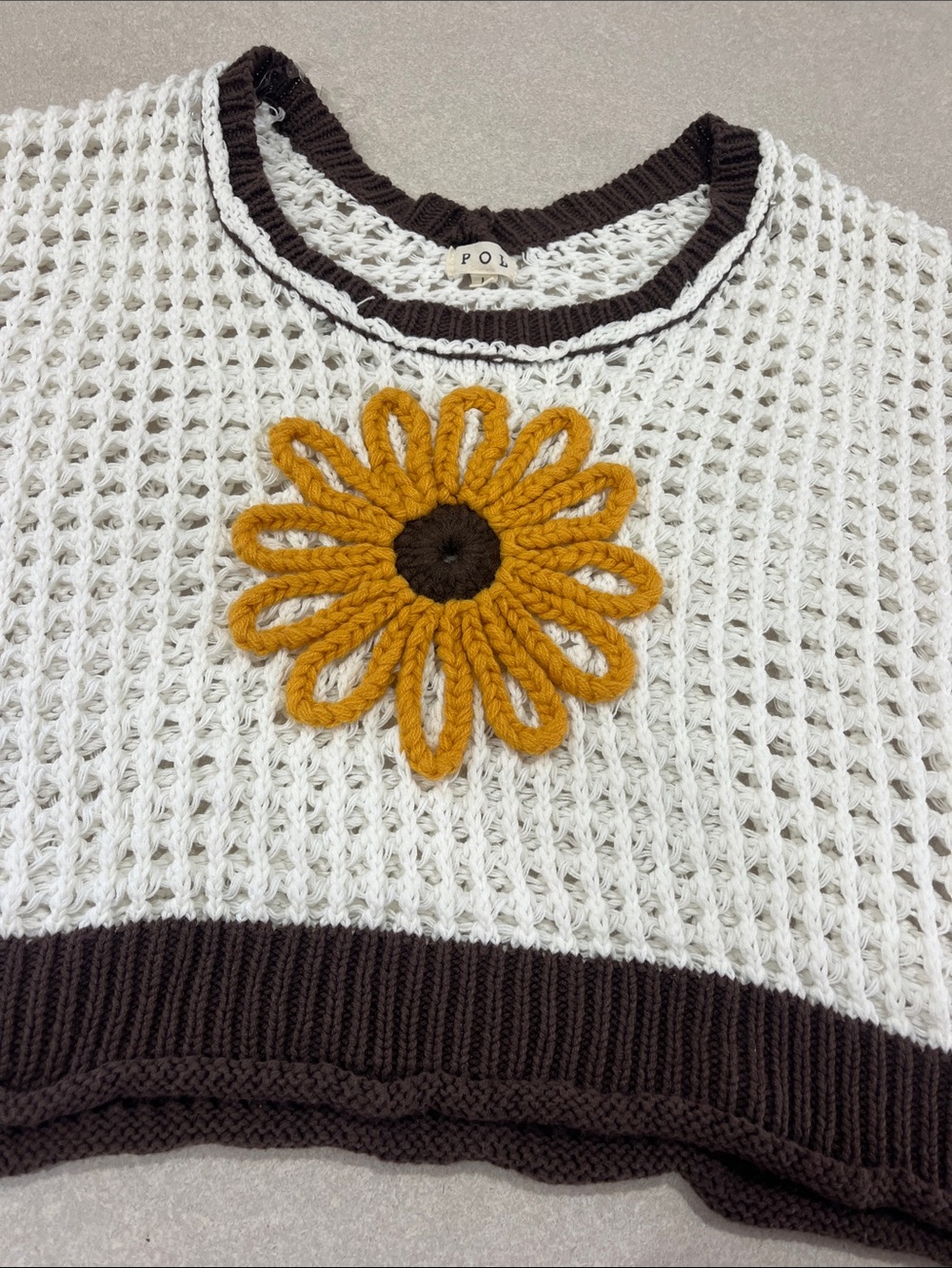 POL Flower Appliqué Sweater